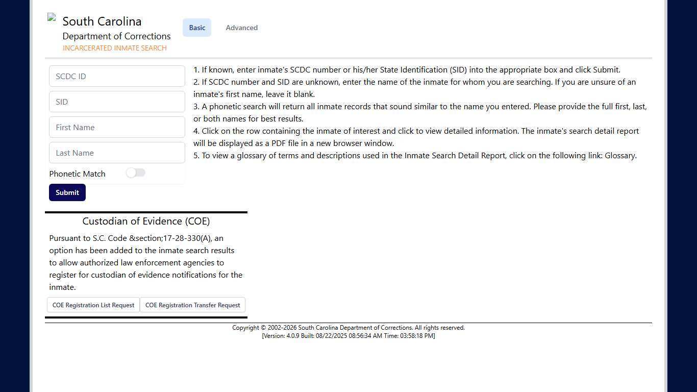 Incarcerated Inmate Search
